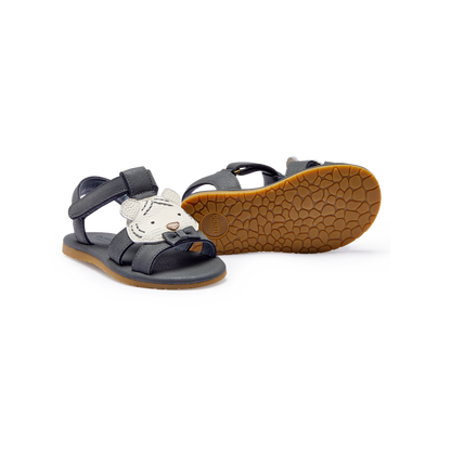 Dhalo Sandals | Festive White Tiger | Petrol Leather