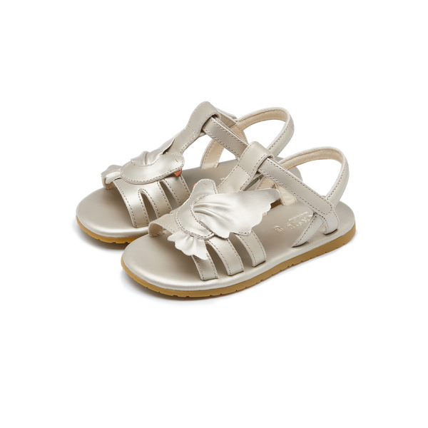 Fiyola Sandals | Dove | Off White Metallic Leather
