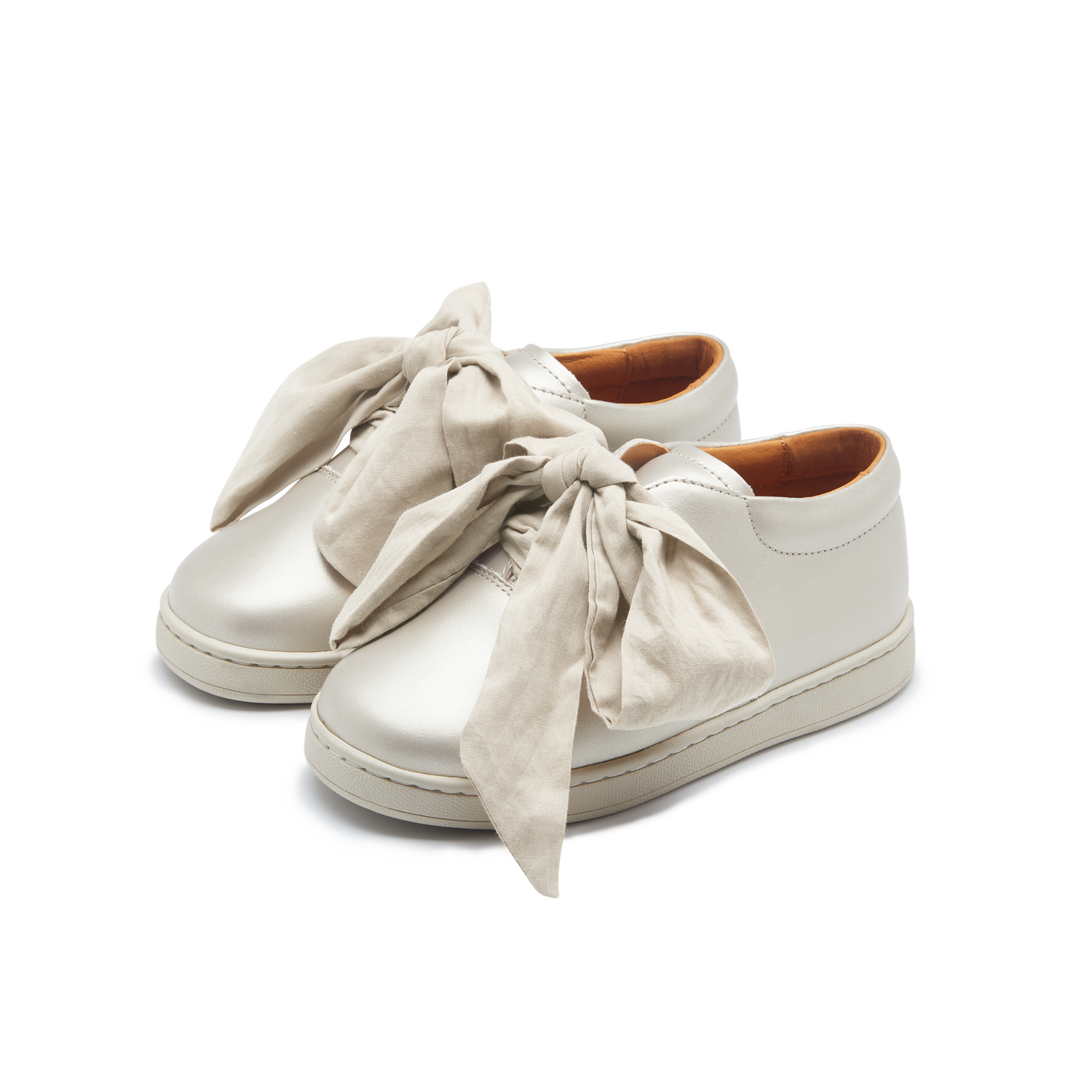 Emilia Organza Sneakers | Off White Metallic Leather