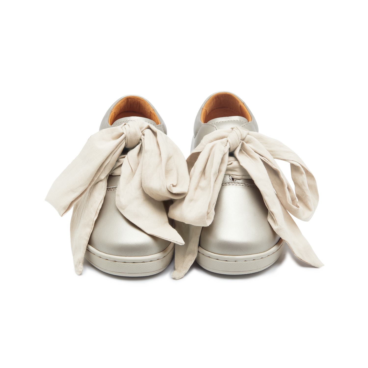 Emilia Organza Sneakers | Off White Metallic Leather