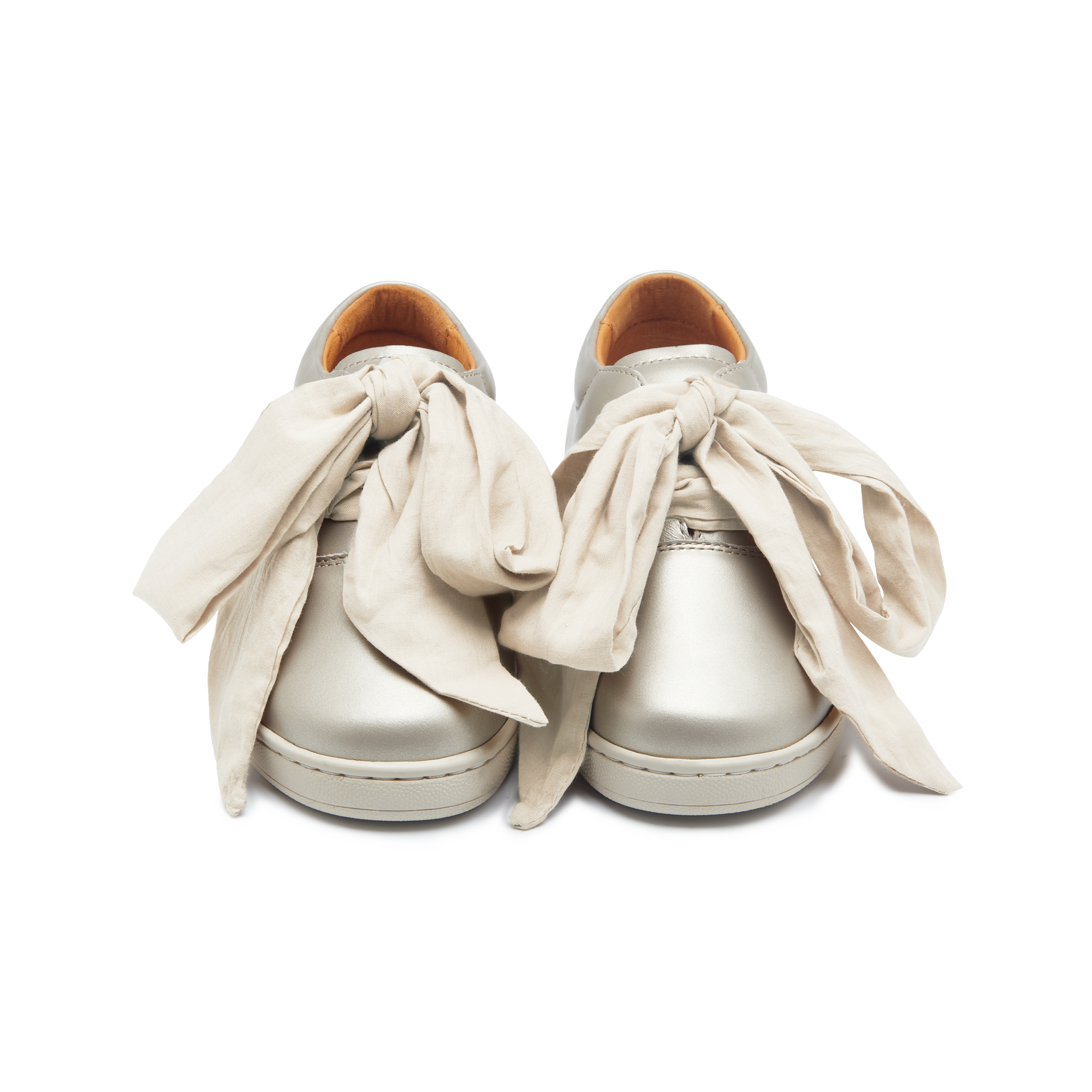 Emilia Organza Sneakers | Off White Metallic Leather