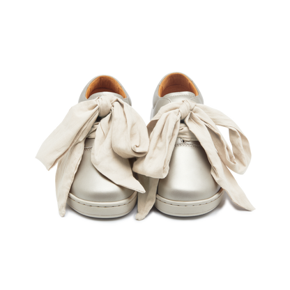 Emilia Organza Sneakers | Off White Metallic Leather