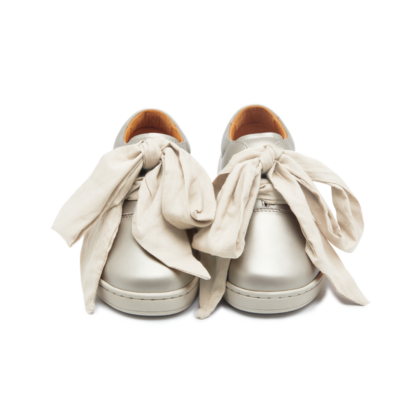 Emilia Organza Sneakers | Off White Metallic Leather