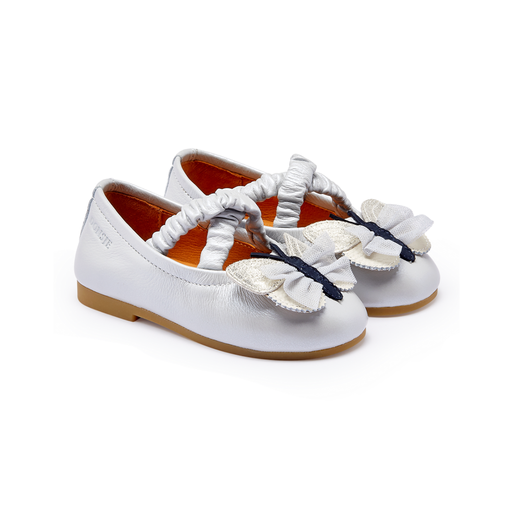 Mileni Ballerinas | Silver Blue Metallic Leather