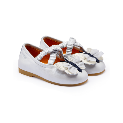 Mileni Ballerinas | Silver Blue Metallic Leather