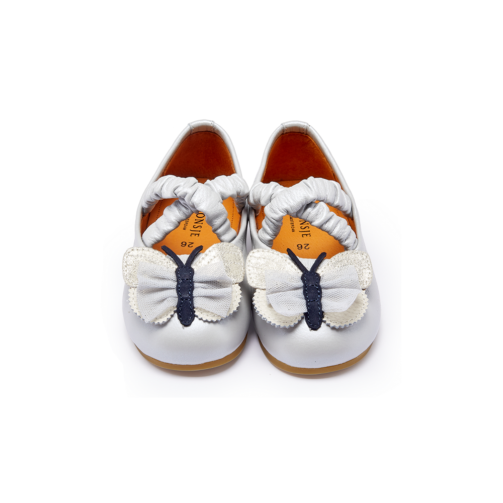 Mileni Ballerinas | Silver Blue Metallic Leather