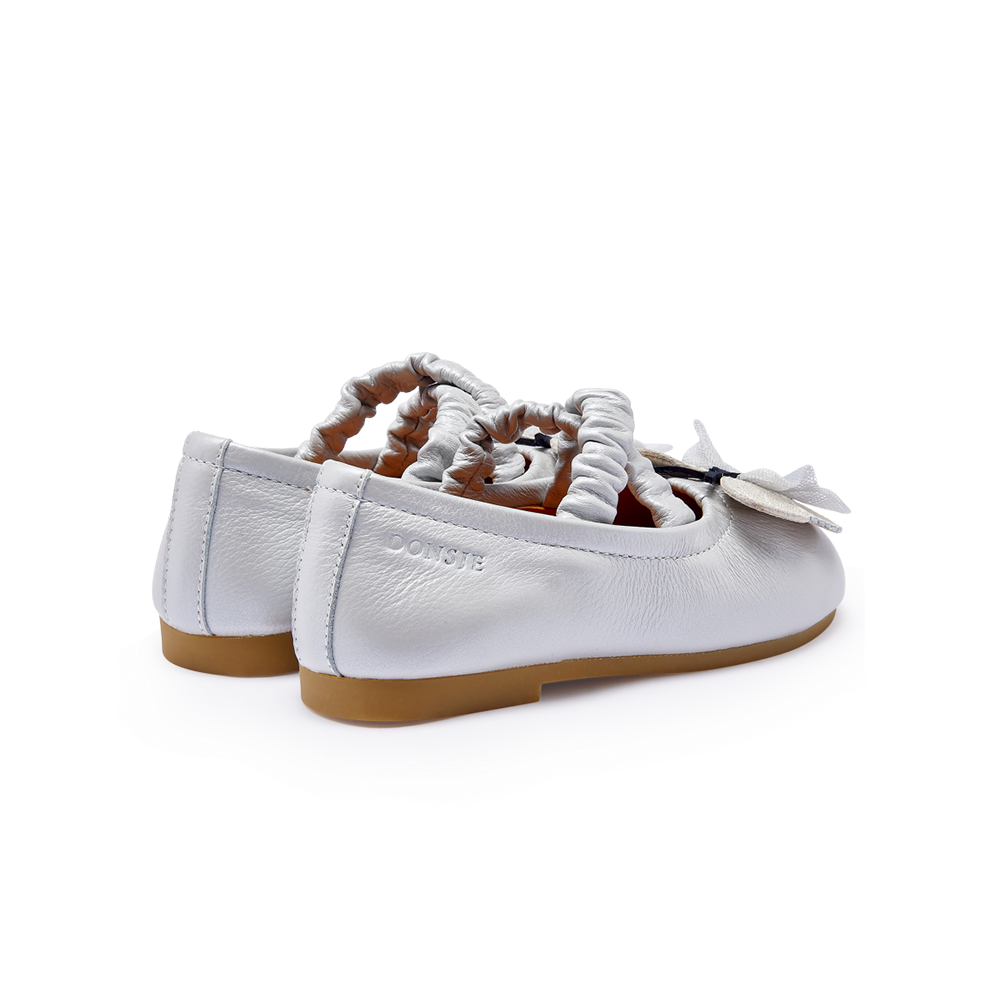 Mileni Ballerinas | Silver Blue Metallic Leather