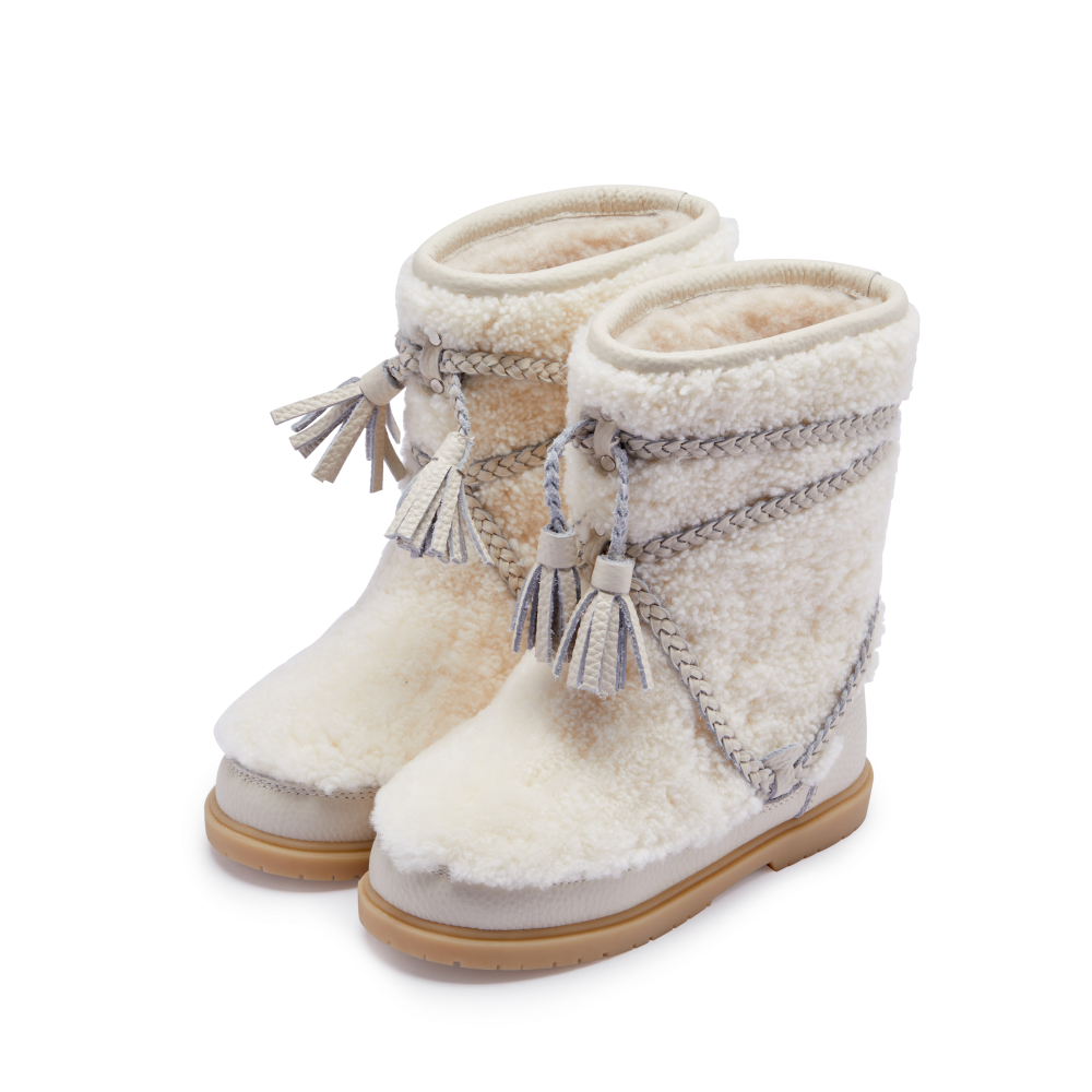 Myril Boots | Off White Curly Sheep Wool