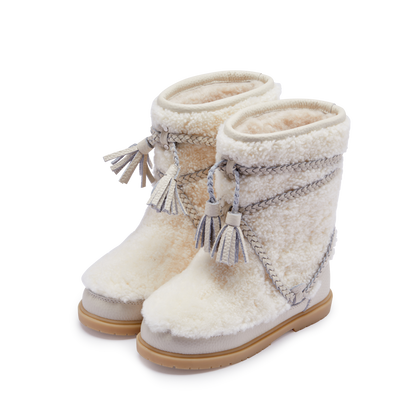 Myril Boots | Off White Curly Sheep Wool