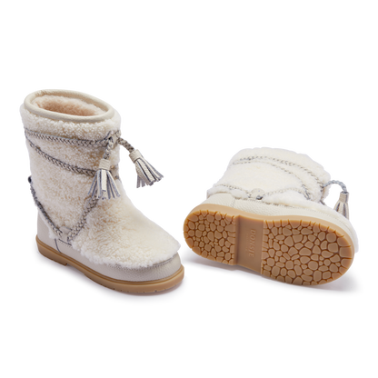Myril Boots | Off White Curly Sheep Wool