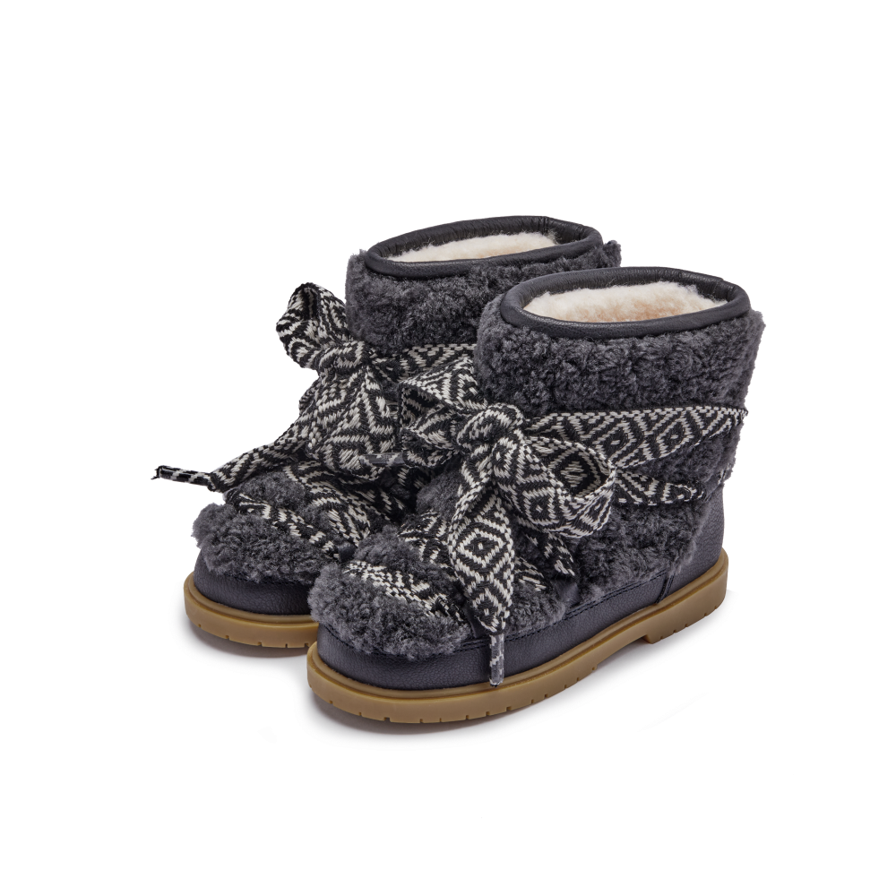 Walaya Boots | Navy Curly Sheep Wool