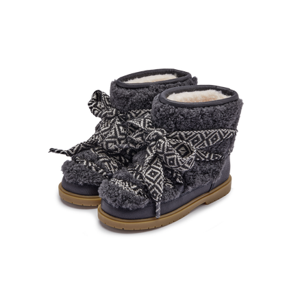 Walaya Boots | Navy Curly Sheep Wool