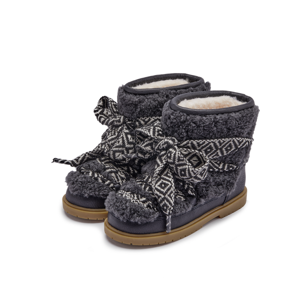 Walaya Boots | Navy Curly Sheep Wool