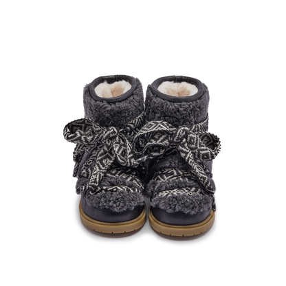Walaya Boots | Navy Curly Sheep Wool