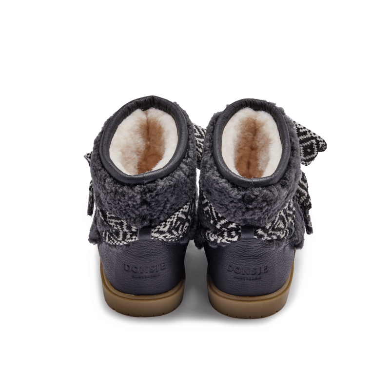 Walaya Boots | Navy Curly Sheep Wool