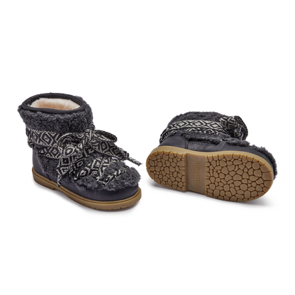Walaya Boots | Navy Curly Sheep Wool