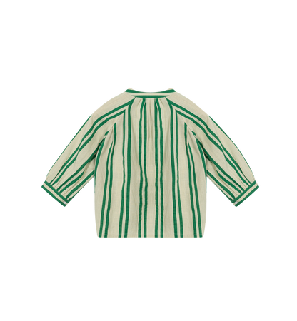 Sunny Stripes Mini Uma Blouse | Beige - Emerald  Striped