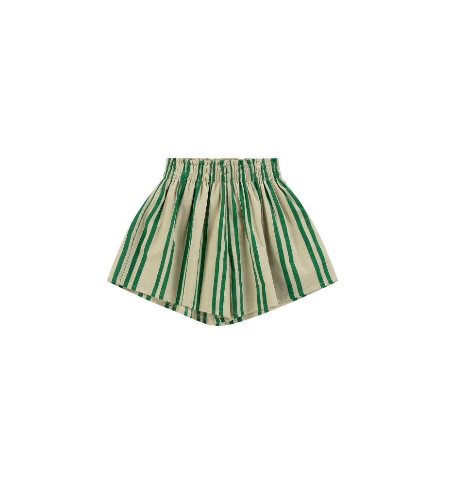 Sunny Stripes Mini Shorts | Beige - Emerald  Striped