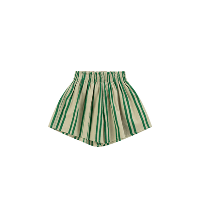 Sunny Stripes Mini Shorts | Beige - Emerald  Striped