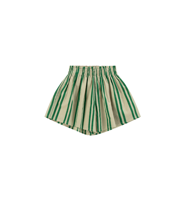 Sunny Stripes Mini Shorts | Beige - Emerald  Striped