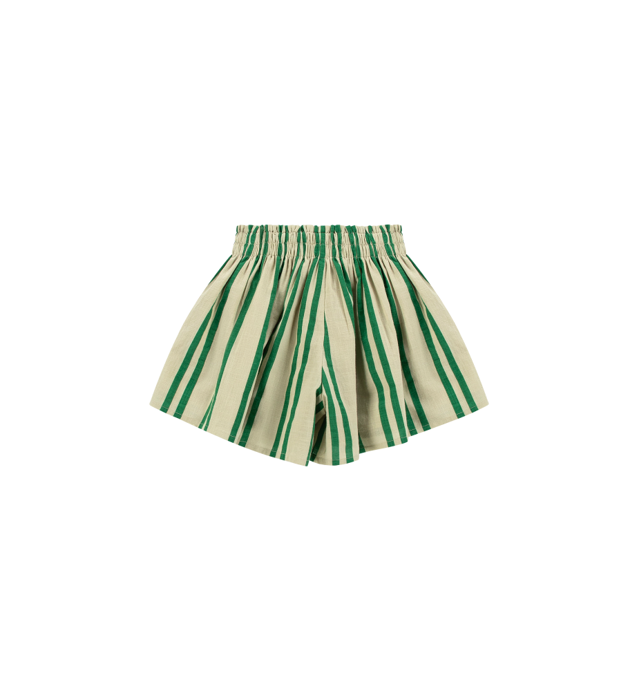 Sunny Stripes Mini Shorts | Beige - Emerald  Striped