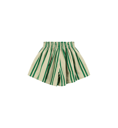 Sunny Stripes Mini Shorts | Beige - Emerald  Striped