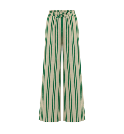 Sunny Stripes Pants | Beige - Emerald  Striped