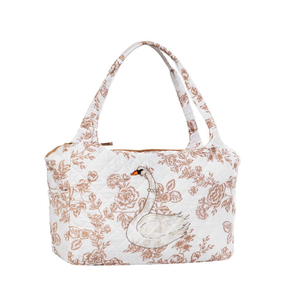 Rose Quilted Tote Bag | Cream - Rose Flowers