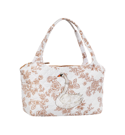 Rose Quilted Tote Bag | Cream - Rose Flowers