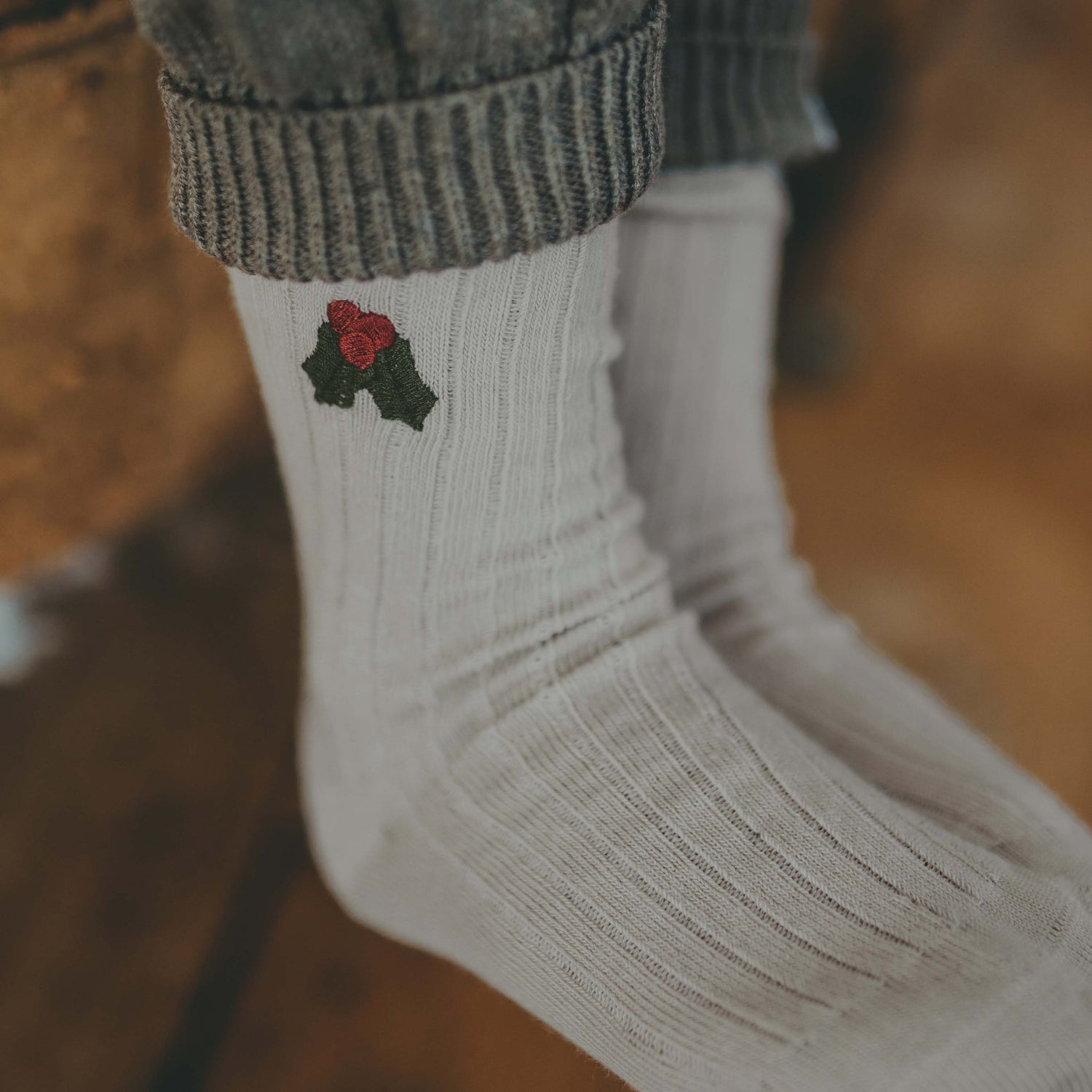 Lala Socks | Holly | Olive Grey