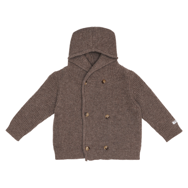 Tristan Merino Wool Cardigan | Dark Taupe Melange