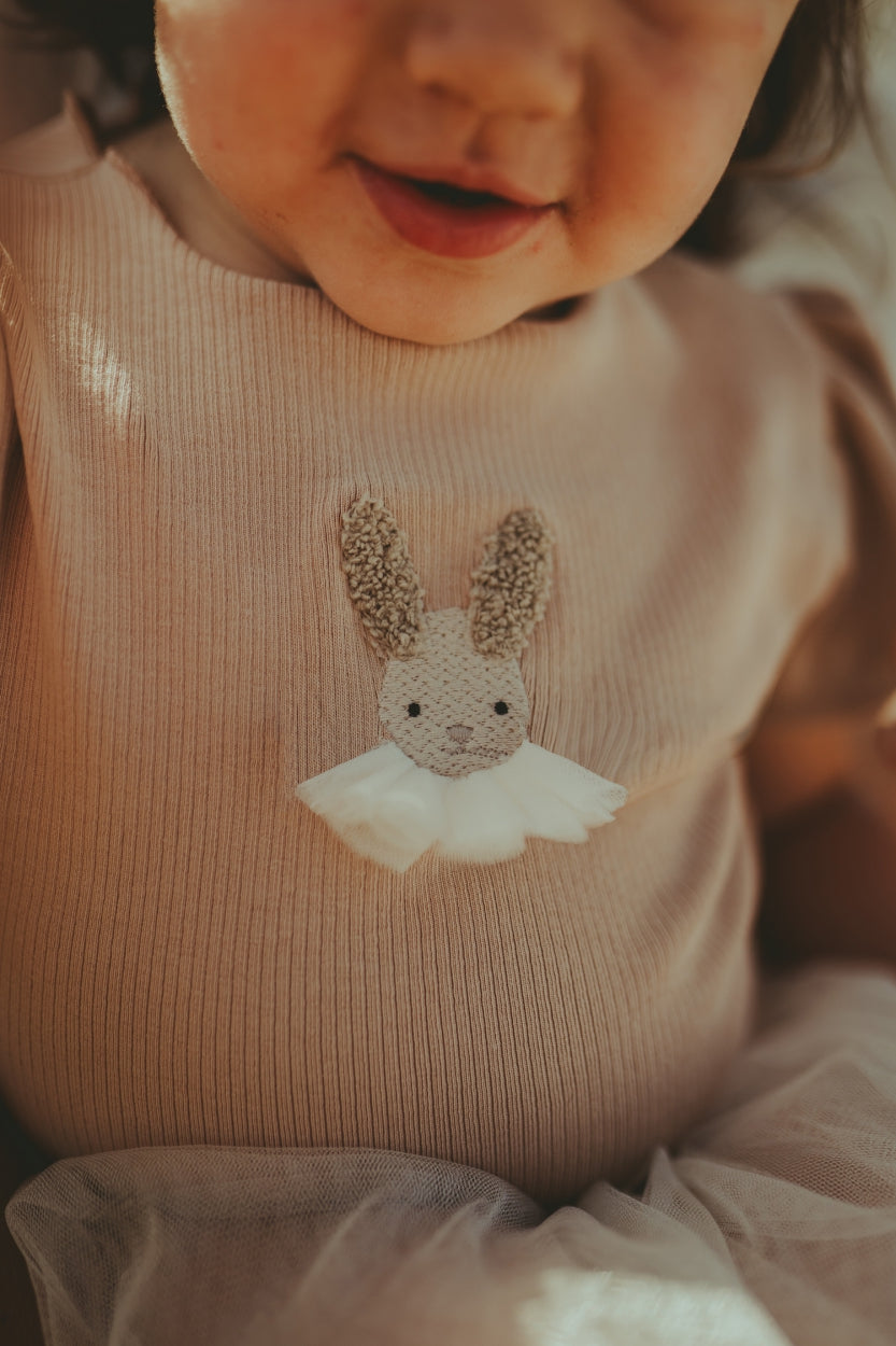 Nowie Bodysuit | Festive Rabbit | Rose Mocha