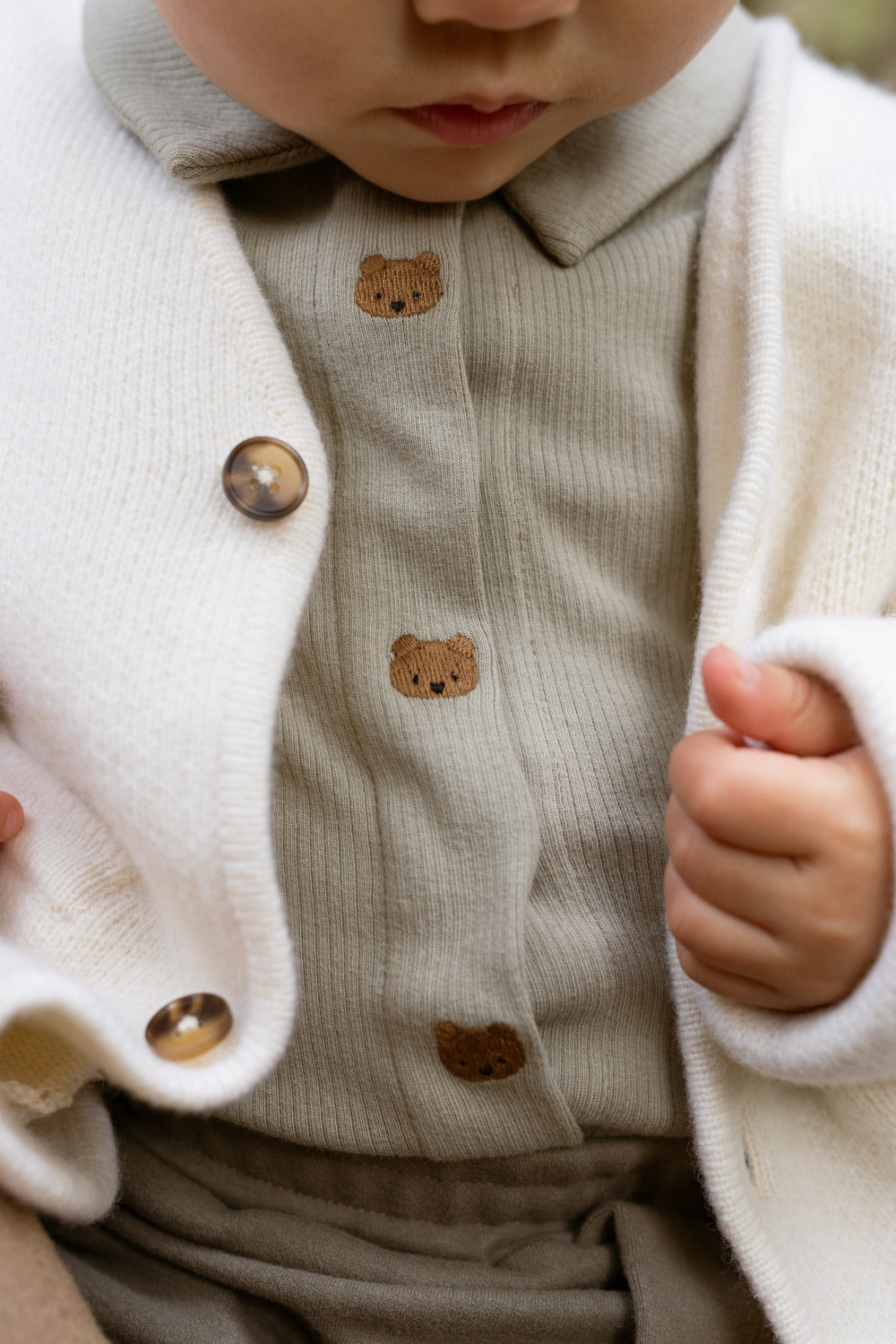Finnian Bodysuit | Bears | Dusty Green