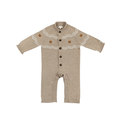 Guillaume Merino Wool Jumpsuit | Bears | Latte Melange