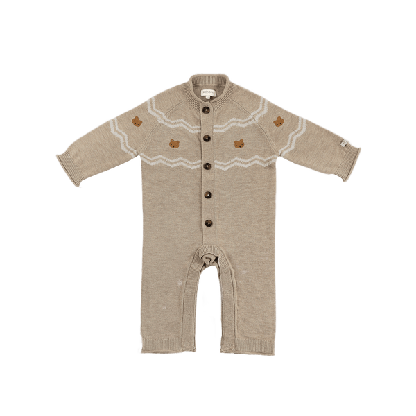 Guillaume Merino Wool Jumpsuit | Bears | Latte Melange