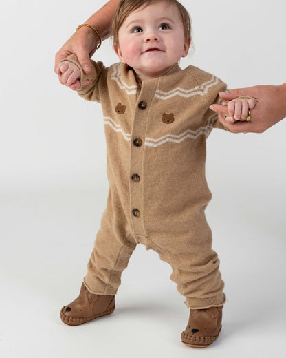 Guillaume Merino Wool Jumpsuit | Bears | Latte Melange