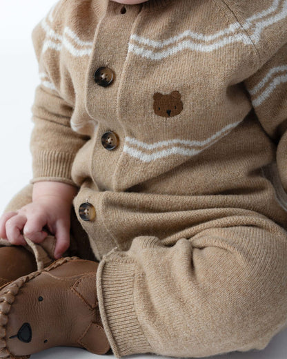 Guillaume Merino Wool Jumpsuit | Bears | Latte Melange