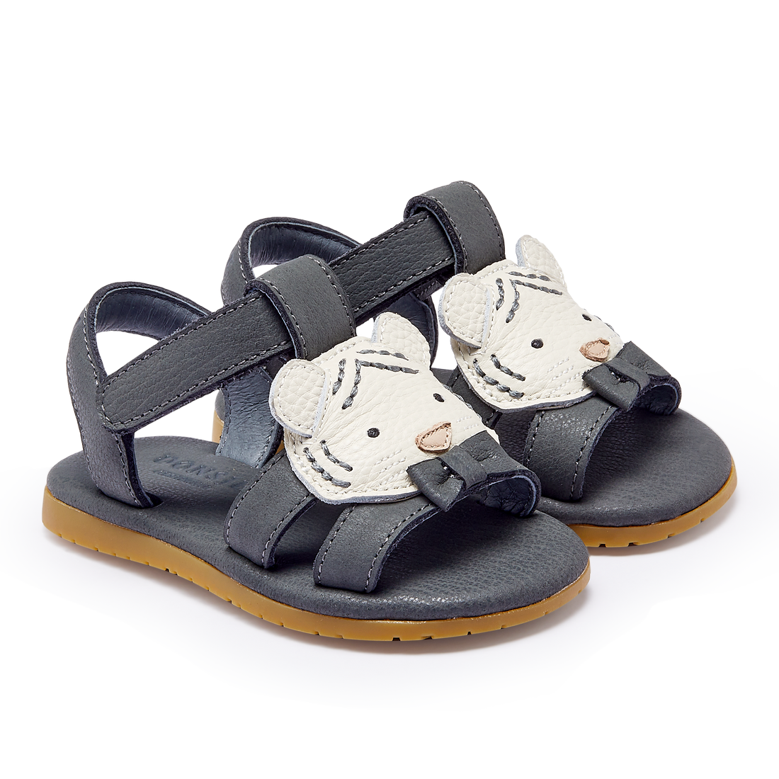 Mhalo Sandals | Festive White Tiger | Petrol Leather