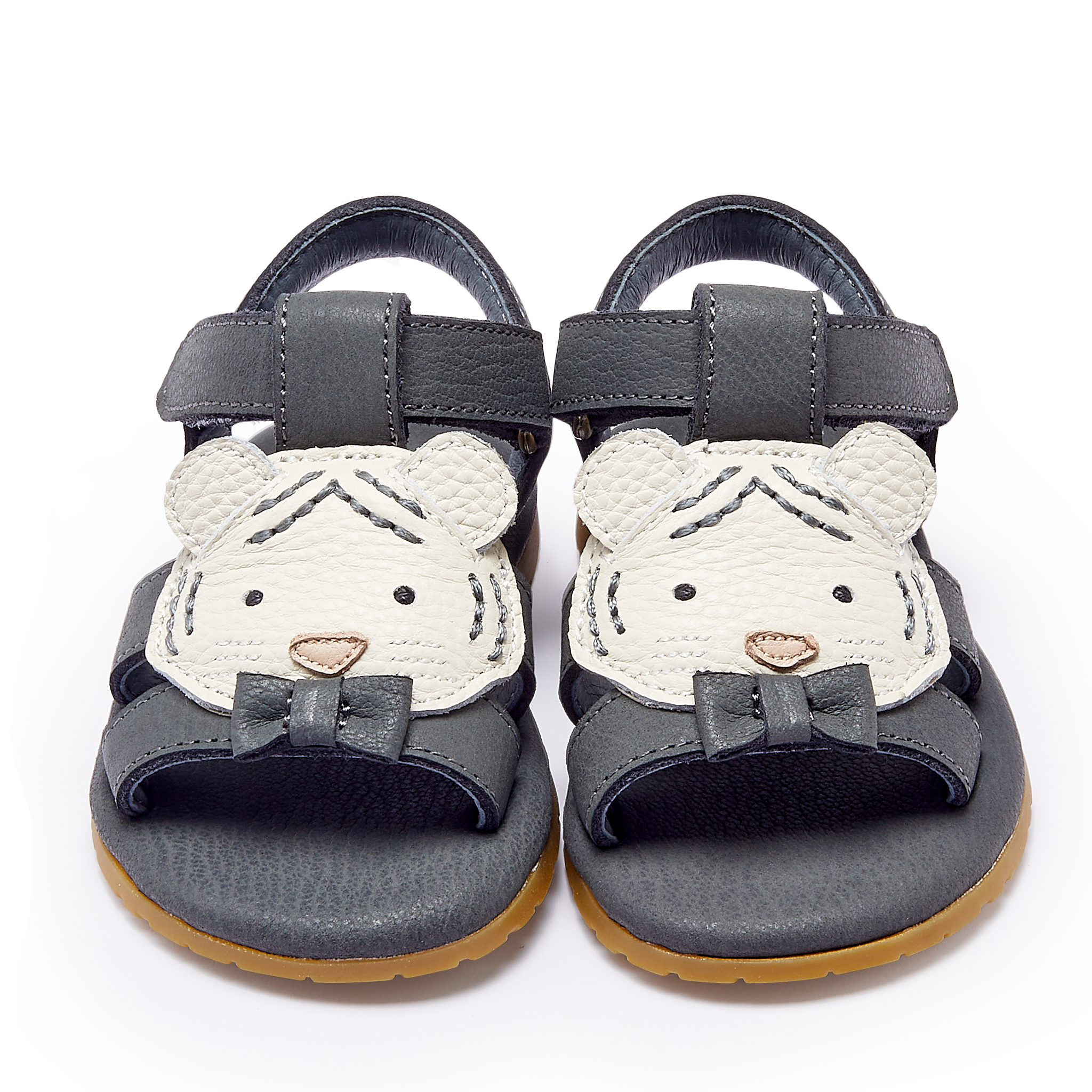 Mhalo Sandals | Festive White Tiger | Petrol Leather
