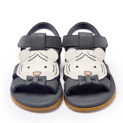 Mhalo Sandals | Festive White Tiger | Petrol Leather