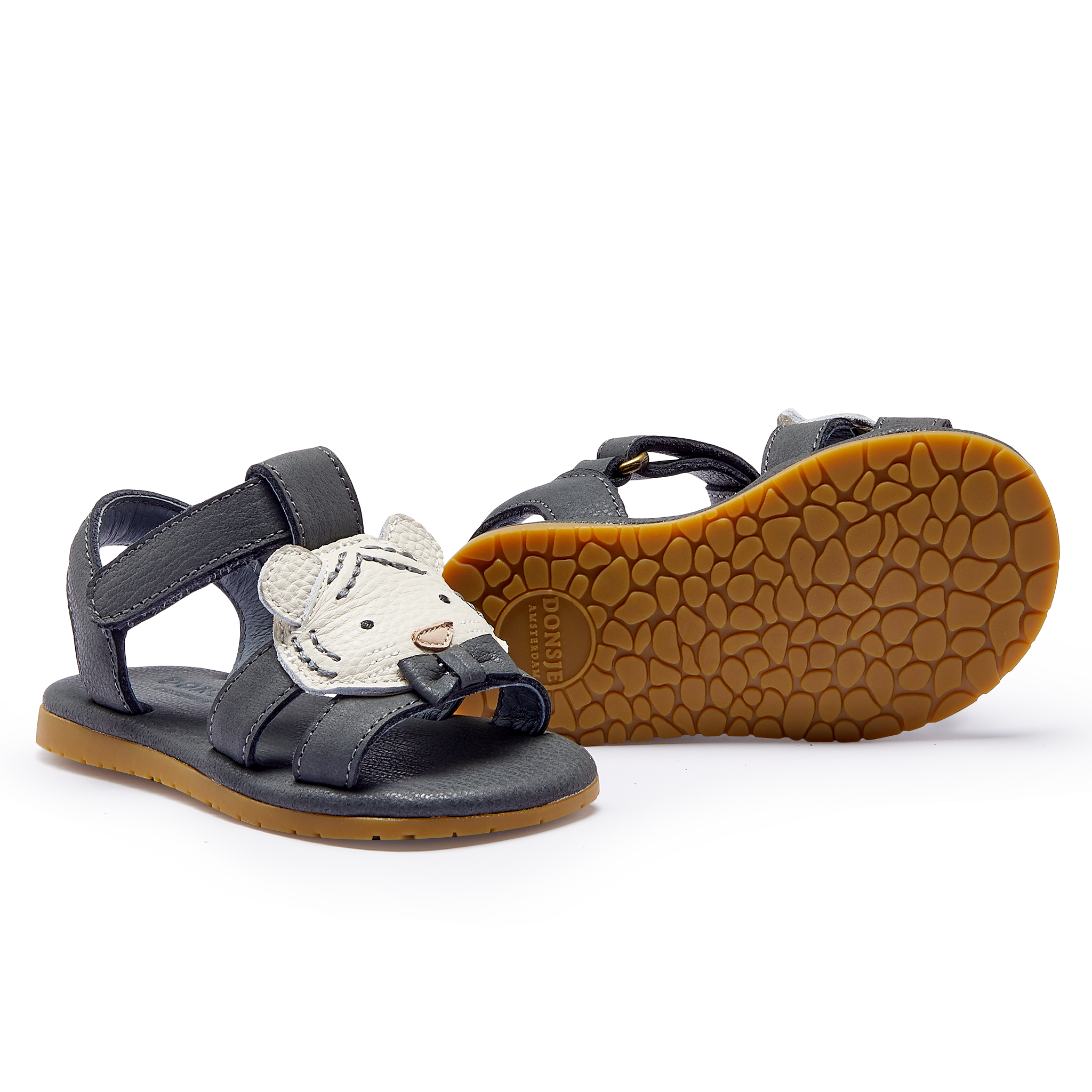 Mhalo Sandals | Festive White Tiger | Petrol Leather