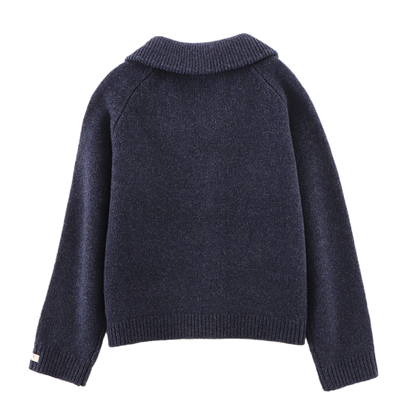 Kicher Merino Wool Cardigan | Blue Marine Melange