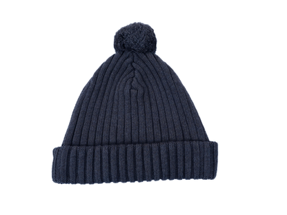 Poppom Hat | Blue Marine Melange