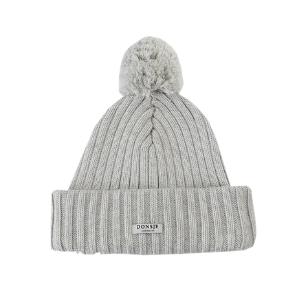 Poppom Hat | Pale Grey Melange