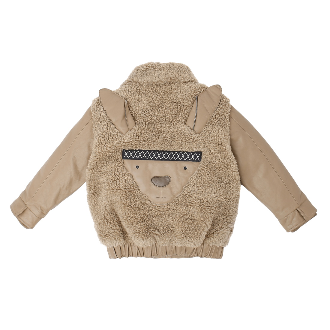 Yuki Leather Jacket | Alpaca | Beige Curly Faux Fur