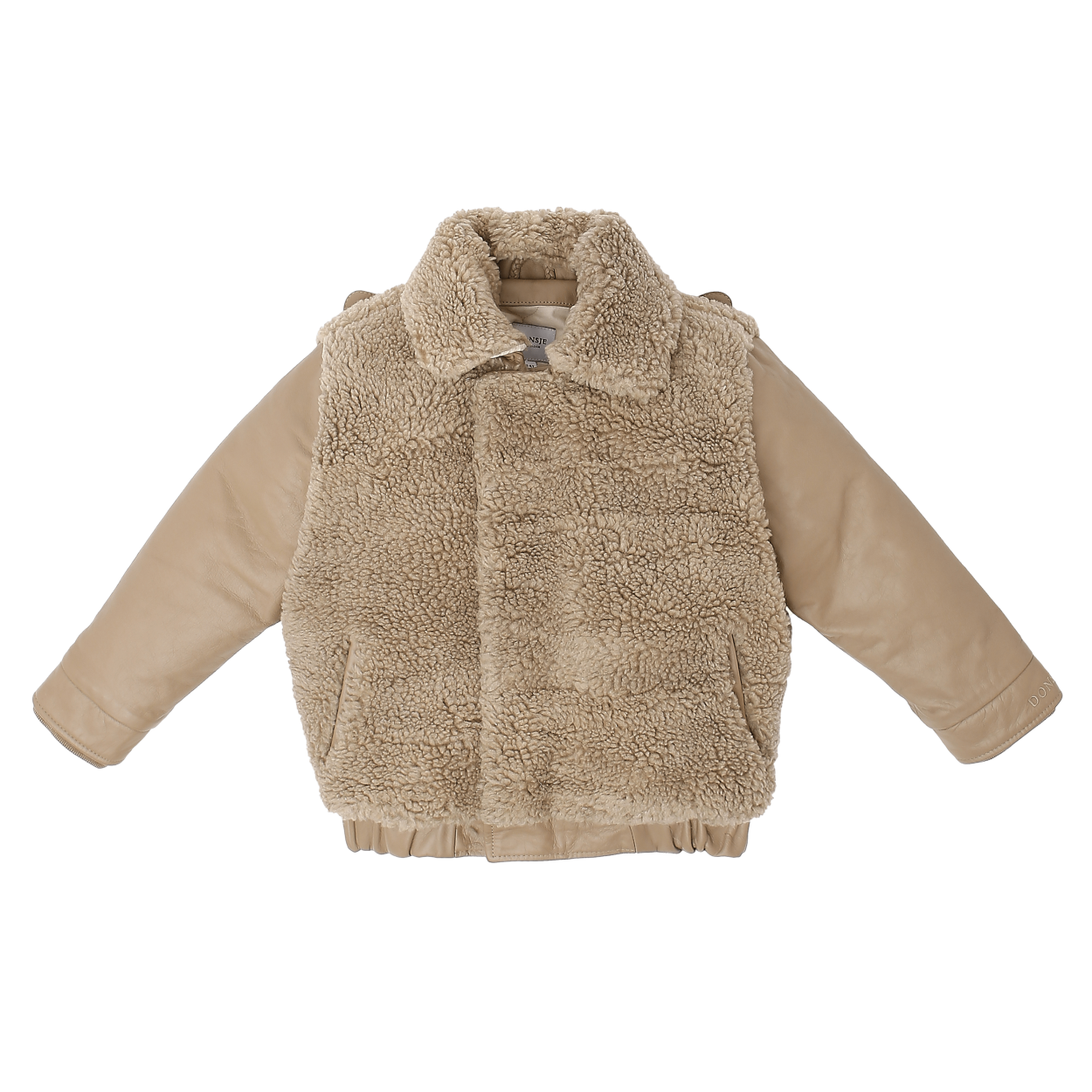 Yuki Leather Jacket | Alpaca | Beige Curly Faux Fur