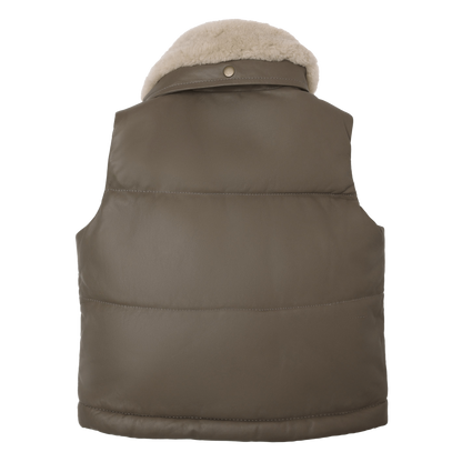 Bees Leather Bodywarmer | Dark Taupe Leather