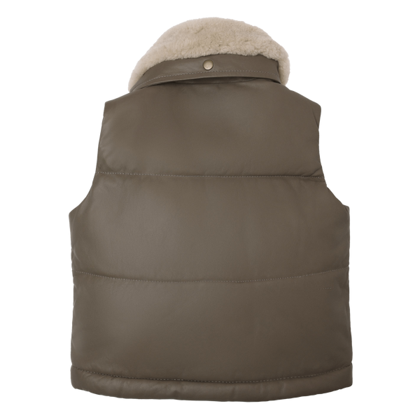 Bees Leather Bodywarmer | Dark Taupe Leather