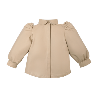 Boa Leather Blouse | Light Beige Leather