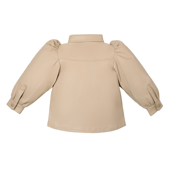Boa Leather Blouse | Light Beige Leather